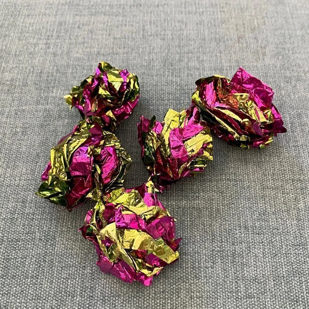 5 Gently Used Cat Crinkle Ball Toys